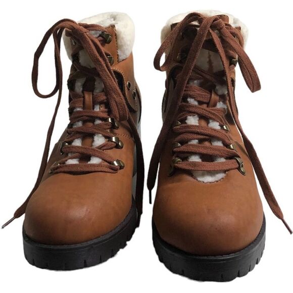 MIA Tallia Brown Faux Fur Ankle Boots - Picture 7 of 11